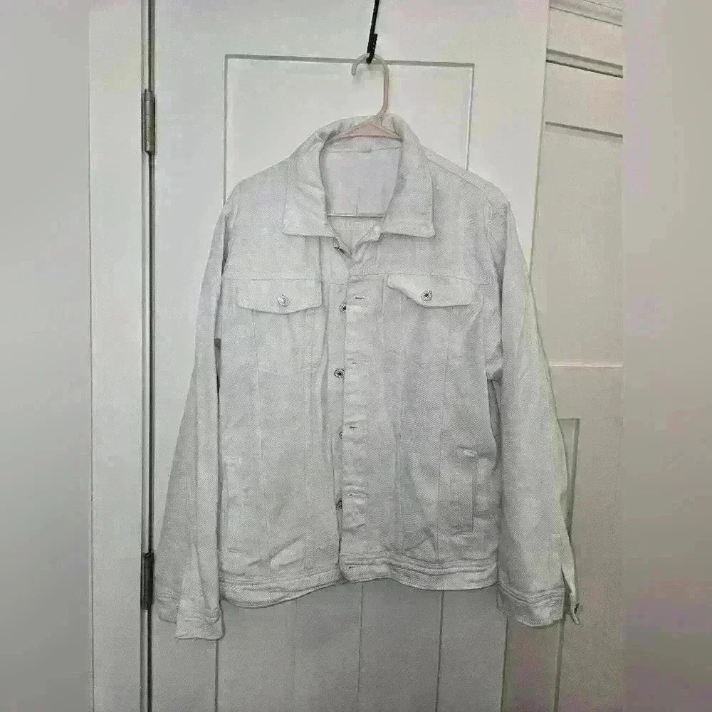 Oversized White Jean Jacket Size:L